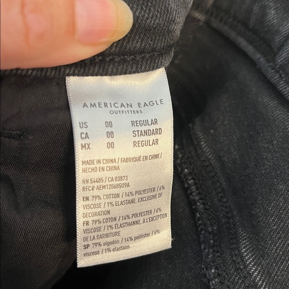 Size 00 American Eagle Outfitters Charcoal Stretch Jeans - Picture 4 of 6